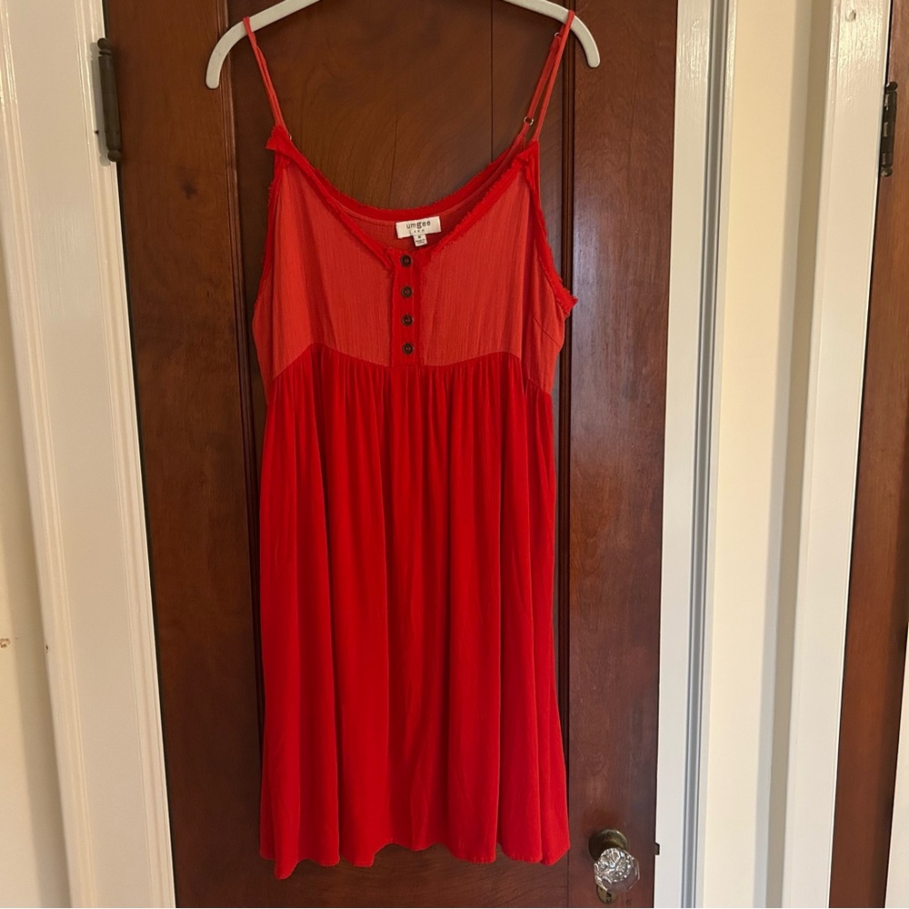 Magnolia Boutique Boho adjustable spaghetti strap dress in red